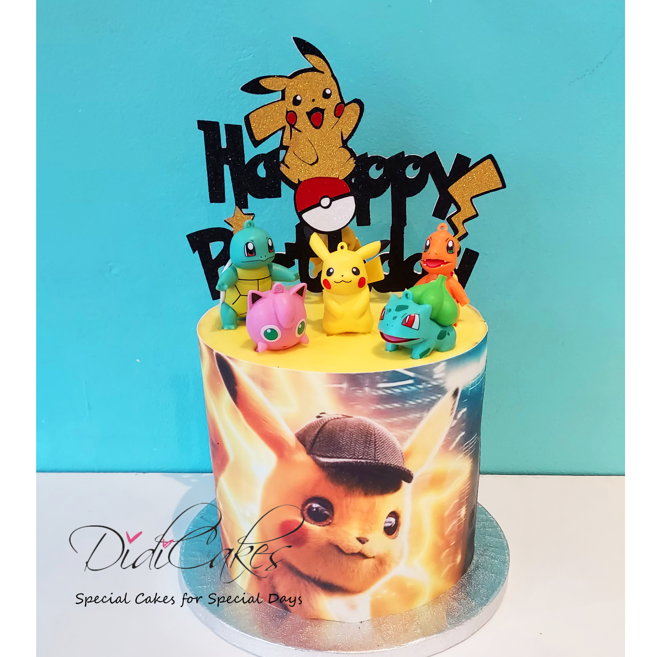 Pokemon Unofficial Personalised Birthday Cake Topper Handmade 