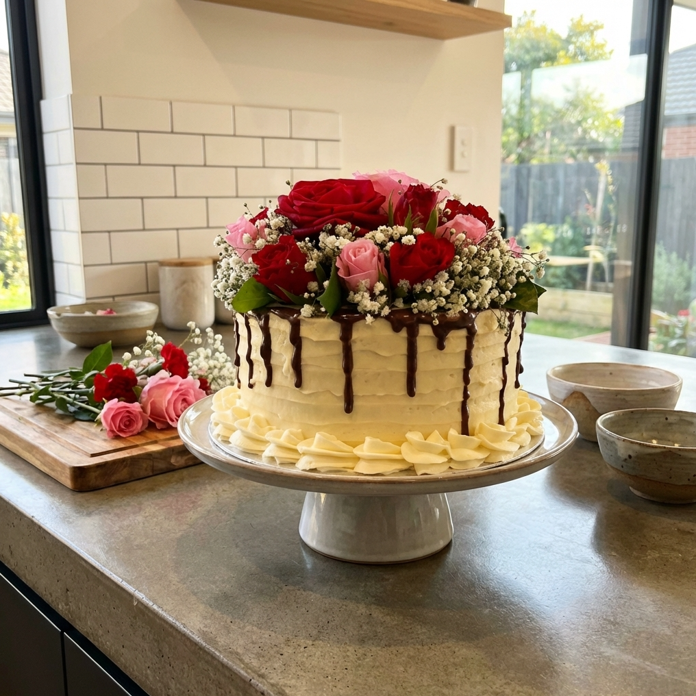 Fresh Flowers Cake