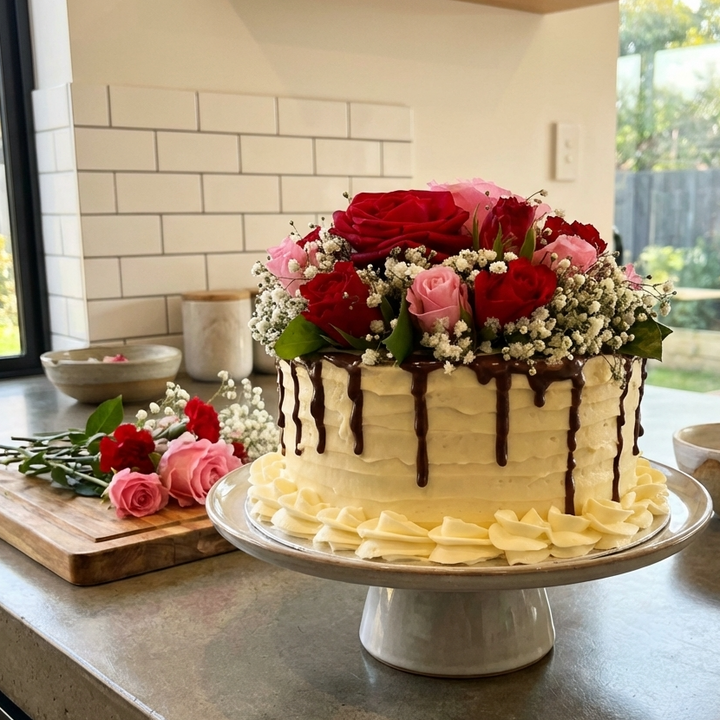 Fresh Flowers Cake