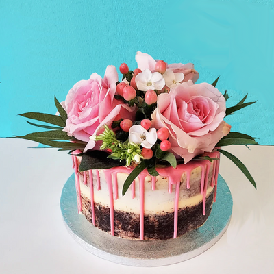 Semi Naked Fresh Flowers Cake