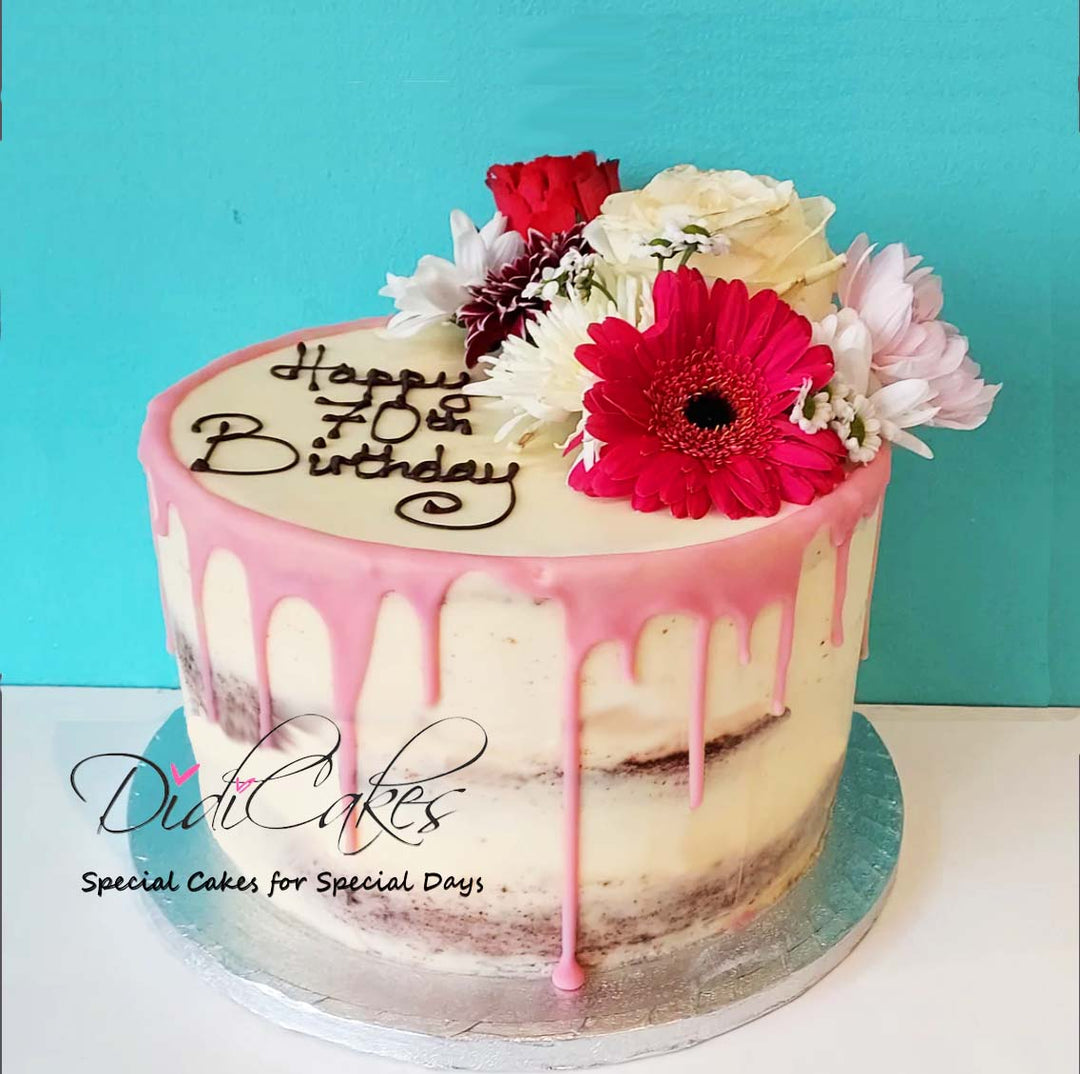 Semi Naked Fresh Flowers Cake
