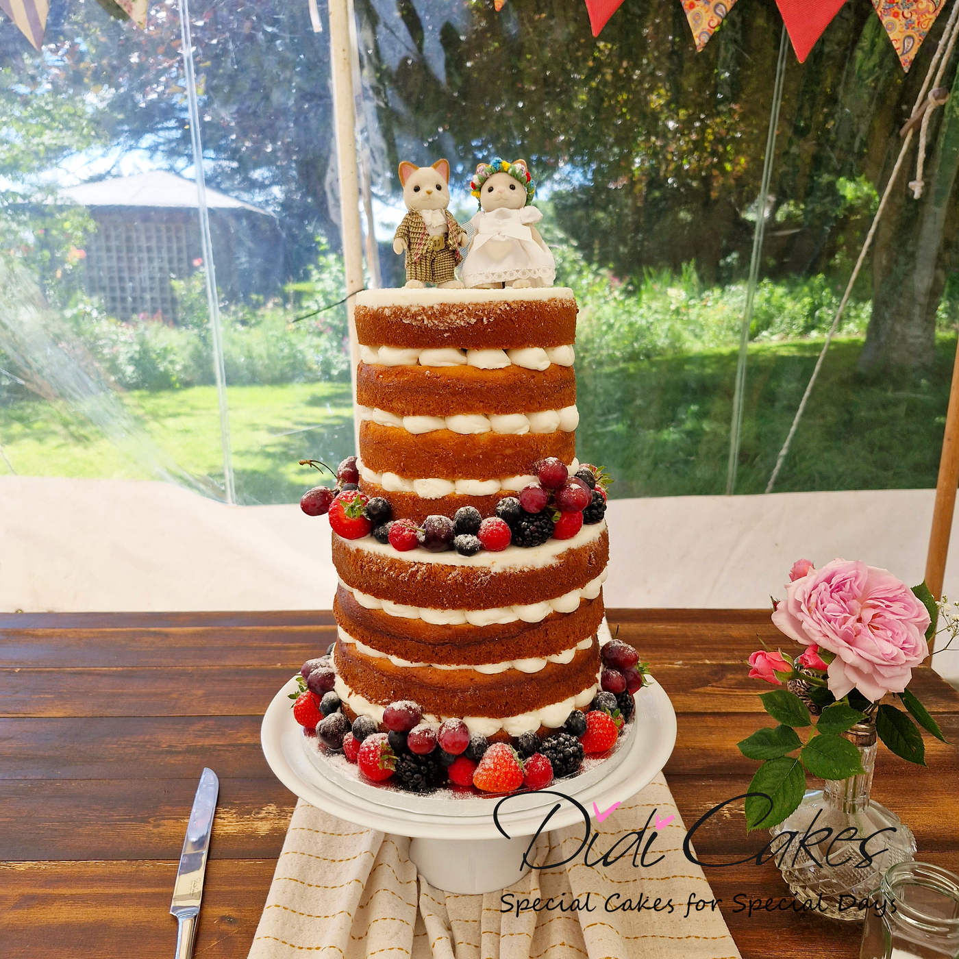 Naked Two Tier with Fruits and Berries