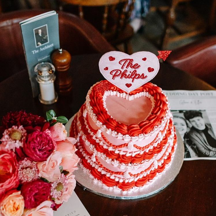 Tiered Vintage Boho Heart Cake