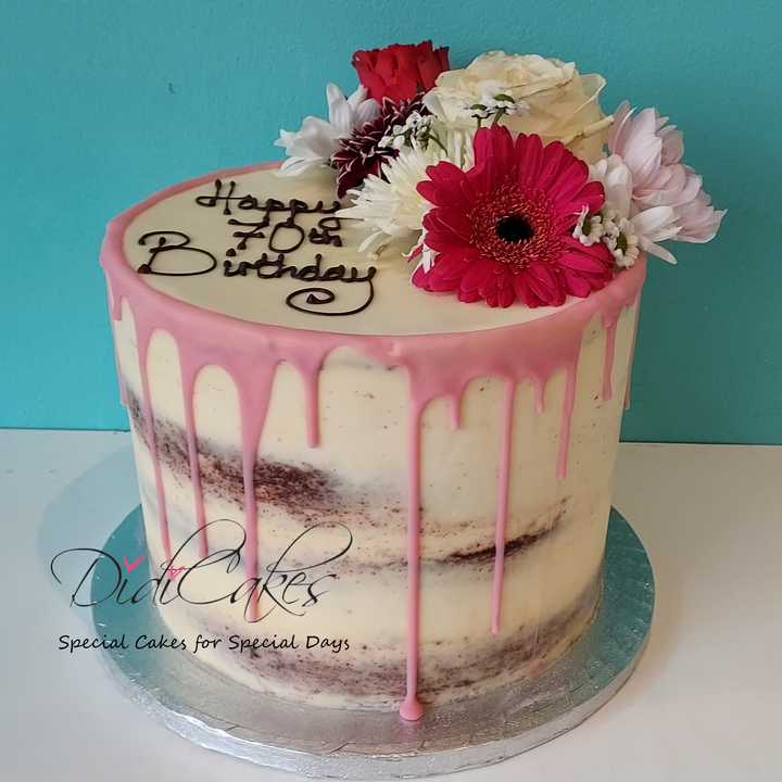Semi Naked Fresh Flowers Cake