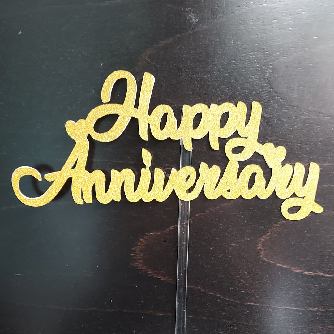 Happy Anniversary Glitter Cake Topper