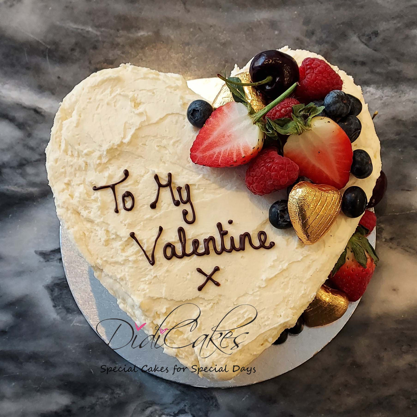 Valentines Heart Cake with Fruits