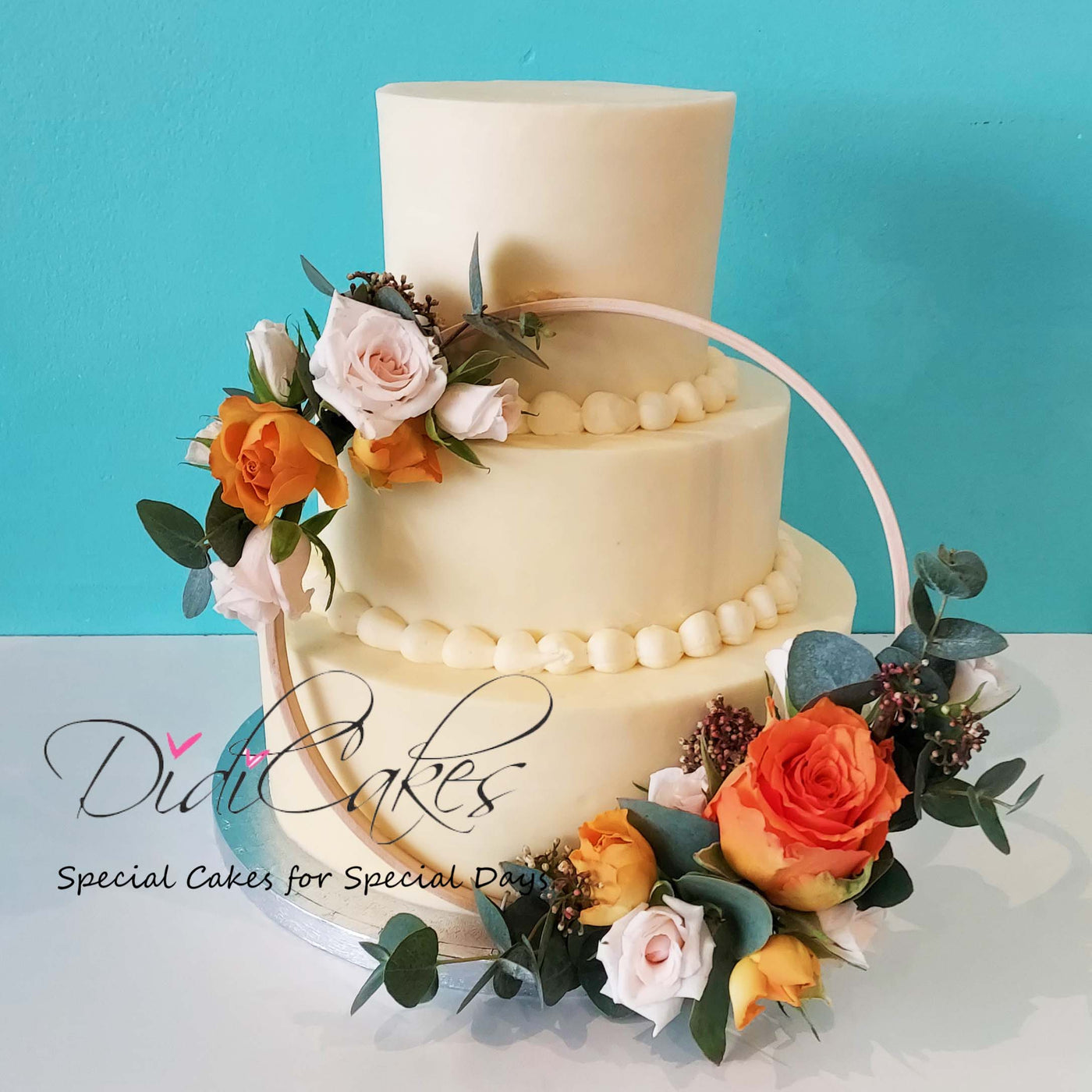 Three Tier Floral Ring Cake